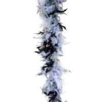 Carnaval verkleed boa met veren - zwart/grijs - 200 cm - 45 gram - Glitter and Glamour