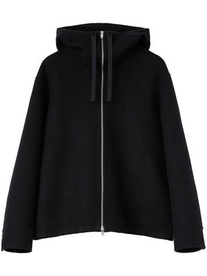 Jil Sander veste en laine vierge mélangée à capuche - Noir