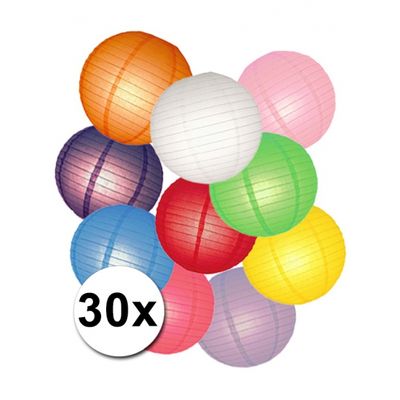 Lampionnen versiering set gekleurd