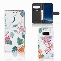 Samsung Galaxy S8 Telefoonhoesje met Pasjes Bird Flowers