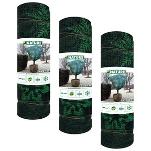 Plantenhoes jute - 3x stuks - H100 x D75 cm - groen - wintermotief - anti-vorst planten beschermhoes