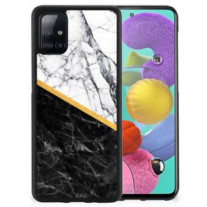 Samsung Galaxy A51 Gripcase Marmer Wit Zwart - Origineel Cadeau Man