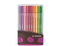 Stabilo pen 68 in 20 kleuren antraciet/roze