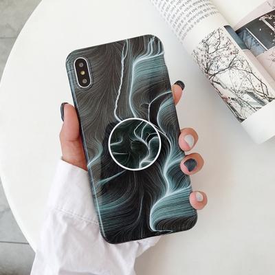 Marmer anti-drop TPU bescherming achtercover voor iPhone XS Max met opvouwbare houder (Z14)
