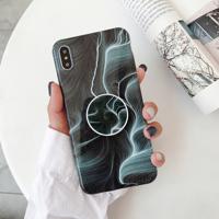 Marmer anti-drop TPU bescherming achtercover voor iPhone XS Max met opvouwbare houder (Z14)