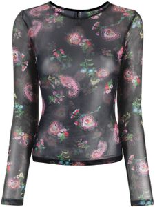 Cynthia Rowley floral-print long-sleeve top - Noir