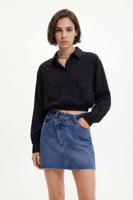 Cropped shirt met een zakje met hart - BLACK - L