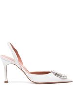 Amina Muaddi 95mm Camelia crystal-buckle pumps - Blanc - thumbnail