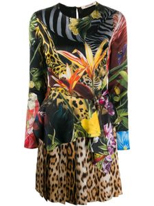 Roberto Cavalli Robe en satin imprimé Paradise Found - Multicolore