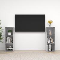 Tv-meubelen 2 st 107x35x37 cm bewerkt houtbetongrijs
