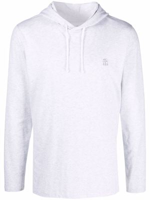 Brunello Cucinelli hoodie à lien de resserrage - Gris