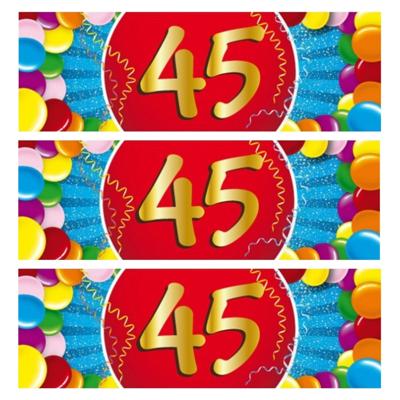 45 jaar leeftijd sticker - 5x - 19 x 6 cm - verjaardag - jubileum - versiering