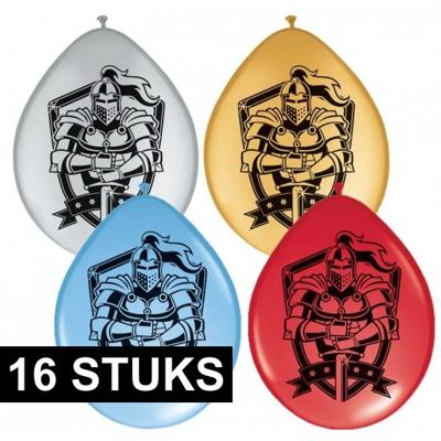 Ridder thema feest/verjaardag ballonnen - 16x stuks - Kinderen