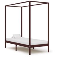 Hemelbedframe massief grenenhout donkerbruin 90x200 cm