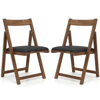 2-delige set Opvouwbare Eetkamerstoelen Keukenstoelen met Gebogen Rugleuning Gestoffeerde Stoel 150 kg Belastbaar
