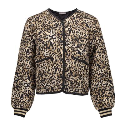 Geisha winter bomberjas meisjes - zwart/zand - luipaard