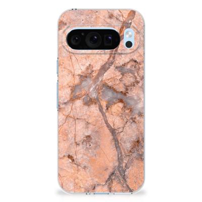 Google Pixel 9 | 9 Pro | TPU | Siliconen hoesje | Marmer Oranje Google Pixel 9 | 9 Pro | TPU | Siliconen hoesje | Marmer Oranje