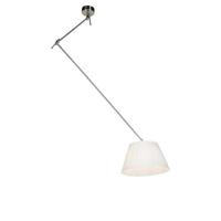 QAZQA Hanglamp staal met plisse kap crème 35 cm - Blitz - thumbnail