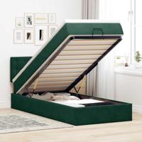 Ottoman bed met matras 100x200 cm fluweel donkergroen