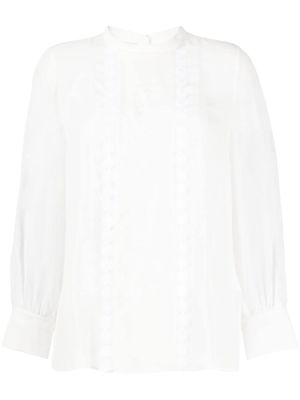 SHIATZY CHEN chemise en soie à dentelle appliquée - Blanc SHIATZY CHEN chemise en soie à dentelle appliquée - Blanc