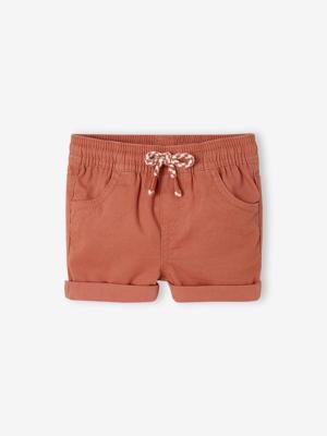 Gekeperde short met elastische tailleband babyjongen terracotta