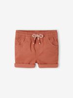 Gekeperde short met elastische tailleband babyjongen terracotta