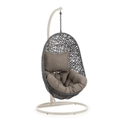Kave Home Hangstoel 'Florina' Met standaard, kleur Antraciet/Beige