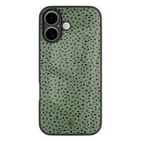 iPhone 16 glazen hardcase - Green confetti