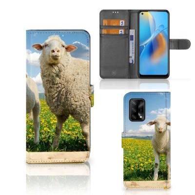 OPPO A74 4G | Telefoonhoesje | Met pasjeshouder | Schaap en Lammetje
