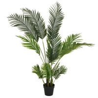 Groene Areca/goudpalm palmen kunstplanten 150 cm met zwarte pot   - - thumbnail