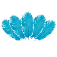 Struisvogelveren/sierveren - 5x - turquoise - 20-25 cm - decoratie/hobbymateriaal   -