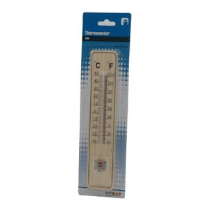 Binnen/buiten thermometer hout 21 x 4 cm