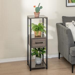 Vierkante Plantenstandaard met 3 Niveaus Metalen Plantenstandaard voor Binnen 1 Lade Anti-Kantelsets Zelfdragende Hoekstandaard