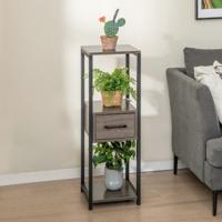 Vierkante Plantenstandaard met 3 Niveaus Metalen Plantenstandaard voor Binnen 1 Lade Anti-Kantelsets Zelfdragende Hoekstandaard