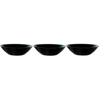 Luminarc Salade schaal/slakom - 3x - zwart - glas - Dia 27 cm - Schalen en kommen