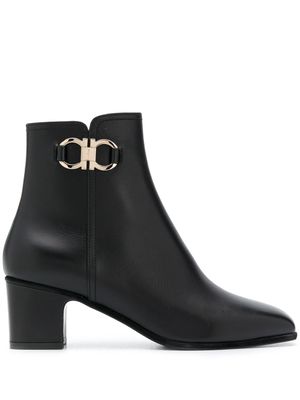 Ferragamo bottines à boucle Gancini - Noir