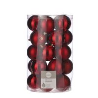 25x Kunststof kerstballen rood 8 cm - Kerstbal - thumbnail