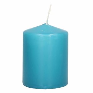 1x Kaarsen turquoise blauw 6 x 8 cm 21 branduren sfeerkaarsen   -