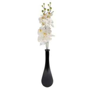 Kunstbloem Orchidee Milan - 2x - creme - 78 cm - losse steel - kunst zijdebloem - Phalaenopsis