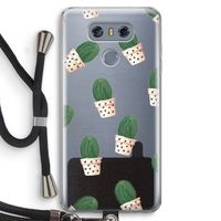 Cactusprint roze: LG G6 Transparant Hoesje met koord