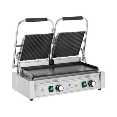 Dubbele contactgrill - Ribbed + Flat - Royal Catering - 3,600 W