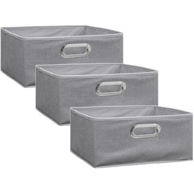 Opbergmand/kastmand - Set van 3x stuks - grijs - linnen - 14 liter - 31 x 31 x 15 cm - Opbergbox - V