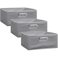 Opbergmand/kastmand - Set van 3x stuks - grijs - linnen - 14 liter - 31 x 31 x 15 cm - Opbergbox - V