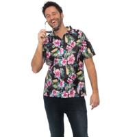 Tropical party Hawaii blouse heren - bloemen - roze - carnaval/themafeest - thumbnail
