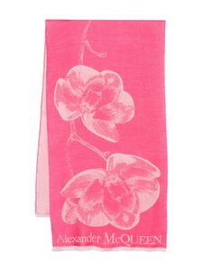 Alexander McQueen foulard en soie mélangée à fleurs - Rose