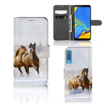 Samsung Galaxy A7 (2018) | Telefoonhoesje | Met pasjeshouder | Paarden