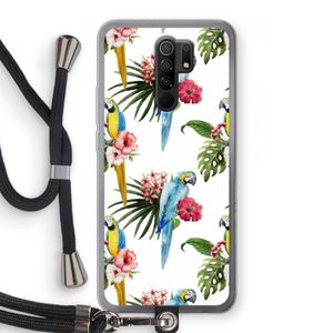 Kleurrijke papegaaien: Xiaomi Redmi 9 Transparant Hoesje met koord