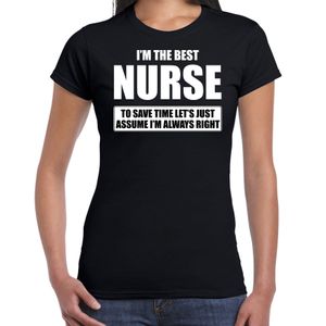 I'm the best nurse t-shirt zwart dames - De beste verpleegster / zuster cadeau 2XL  -