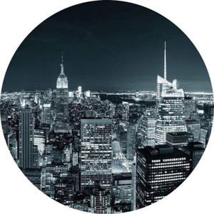 Fotobehang - New York at Night II 140x140cm rond - Vliesbehang