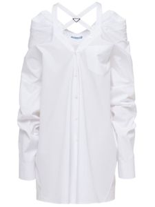 Prada robe-chemise en coton à épaule dénudées - Blanc